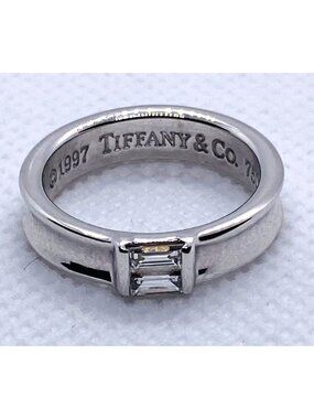 Tiffany & Co 18K White Gold Baguette Band Ring 5.5